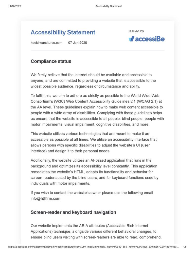Hoskins and Turco Accessibility Statement Page 1