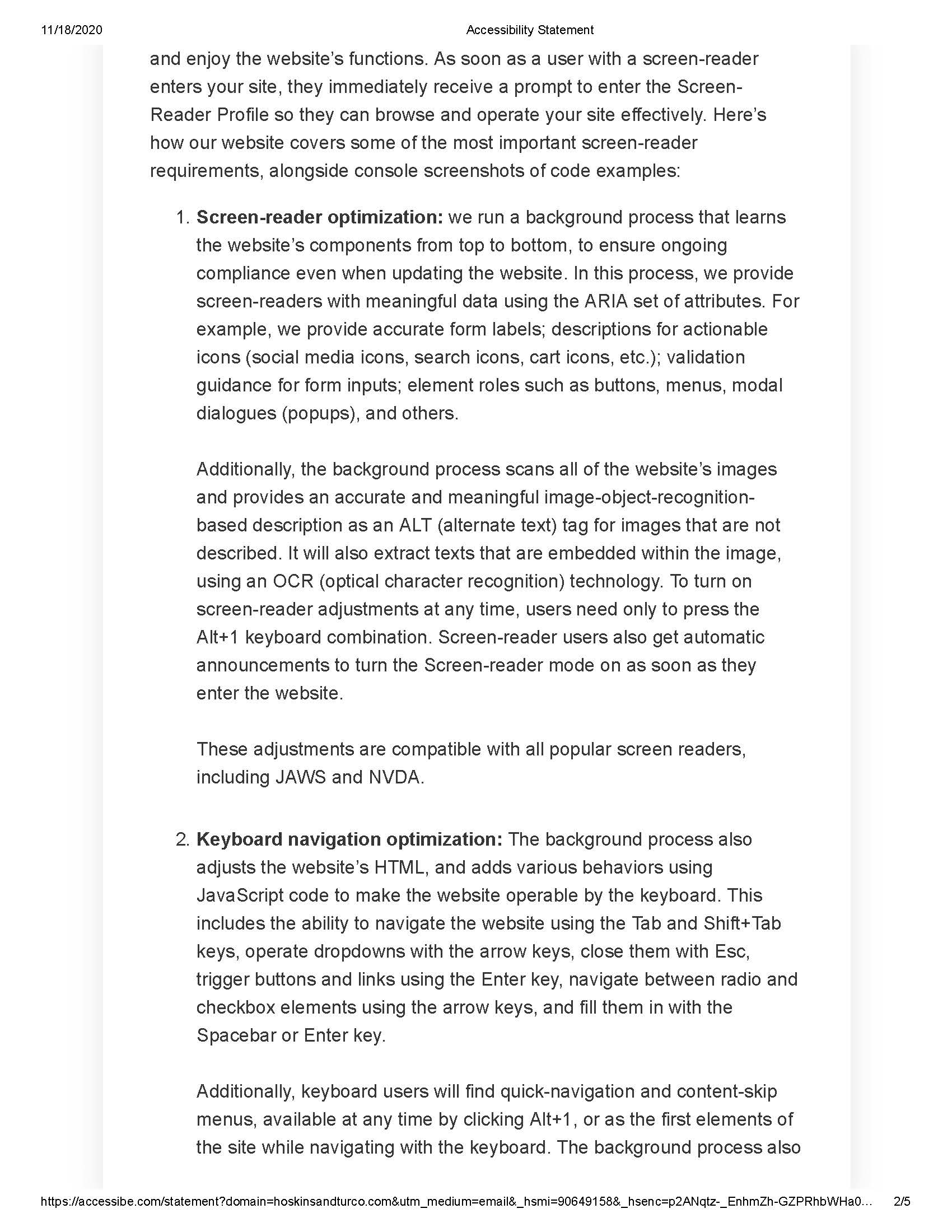 Accessibility Statement Hoskins Turco Lloyd & Lloyd