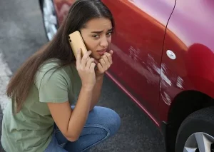 stressed woman after a car accident