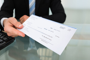 A check for an average settlement for a car accident. 