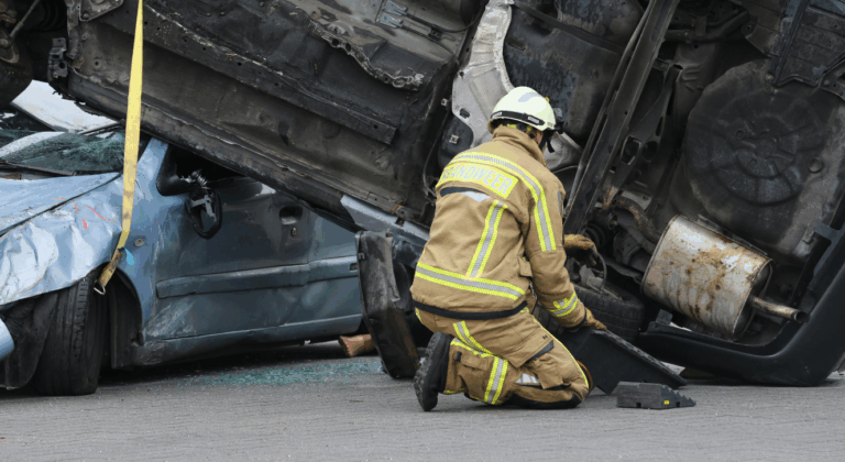 Firefighter at the scene of an accident